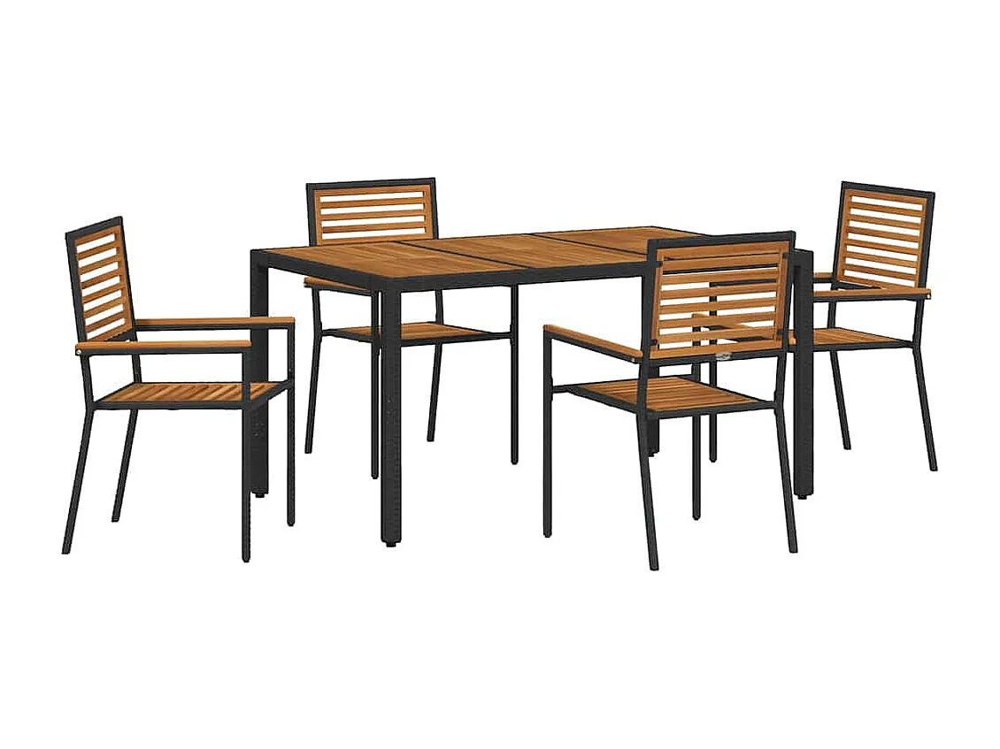 Juego de comedor de jardín de 5 piezas negro