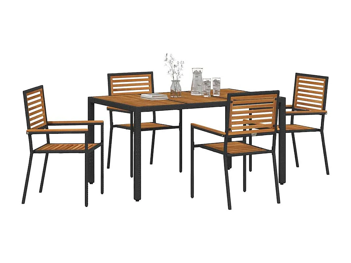 Juego de comedor de jardín de 5 piezas negro