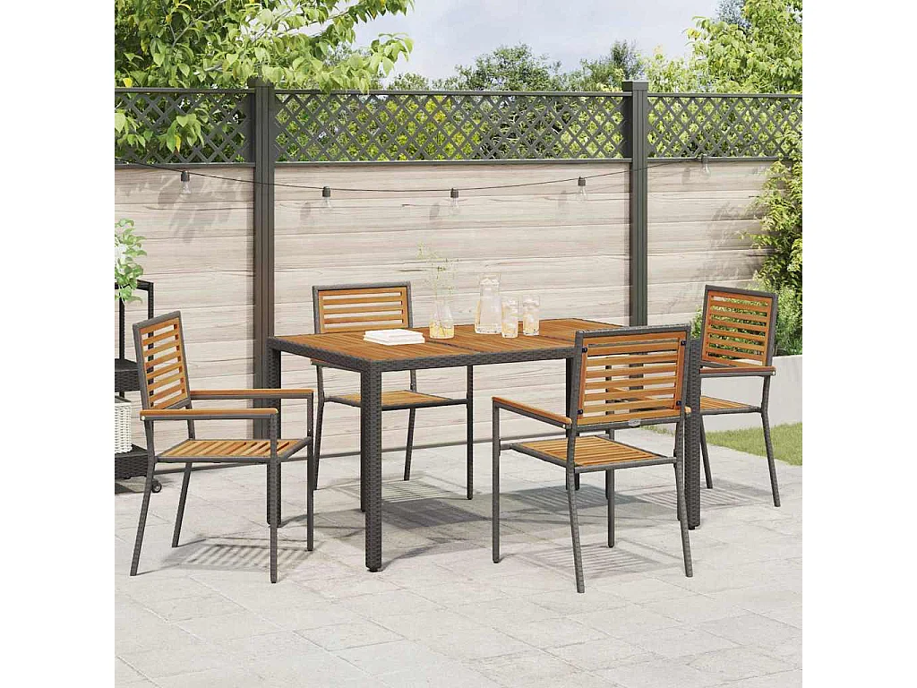 Juego de comedor de jardín de 5 piezas negro