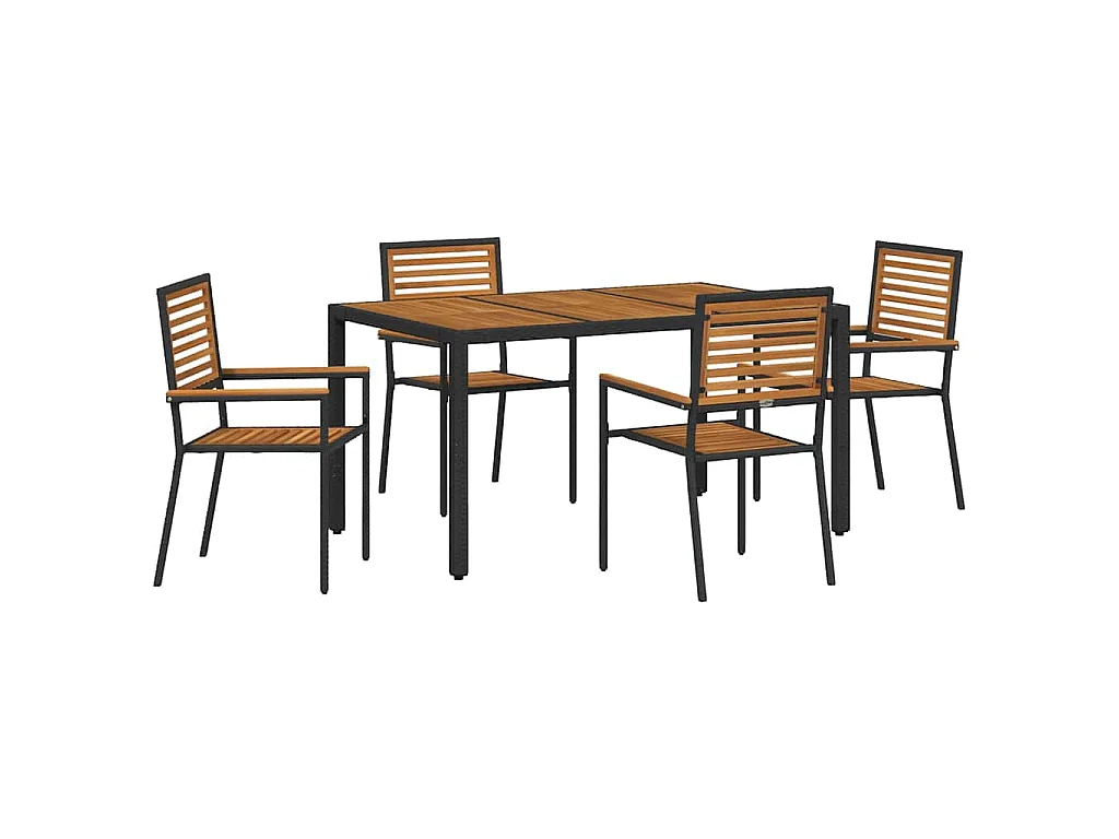 Set da pranzo da giardino 5 pezzi nero