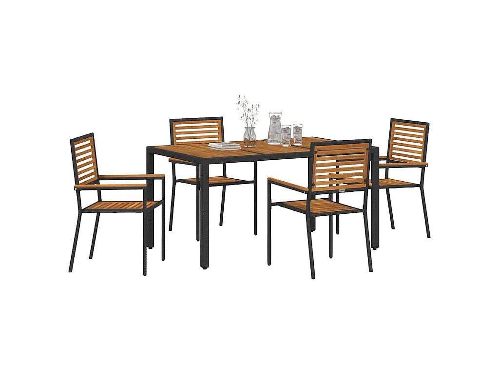 Set da pranzo da giardino 5 pezzi nero
