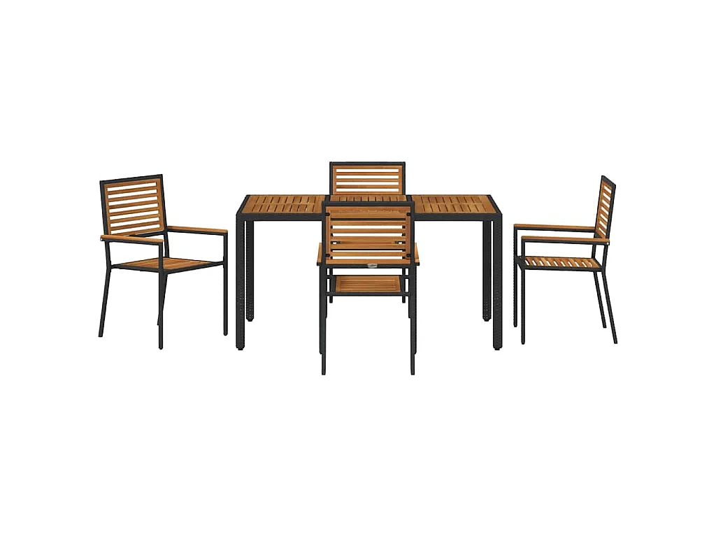 Set da pranzo da giardino 5 pezzi nero