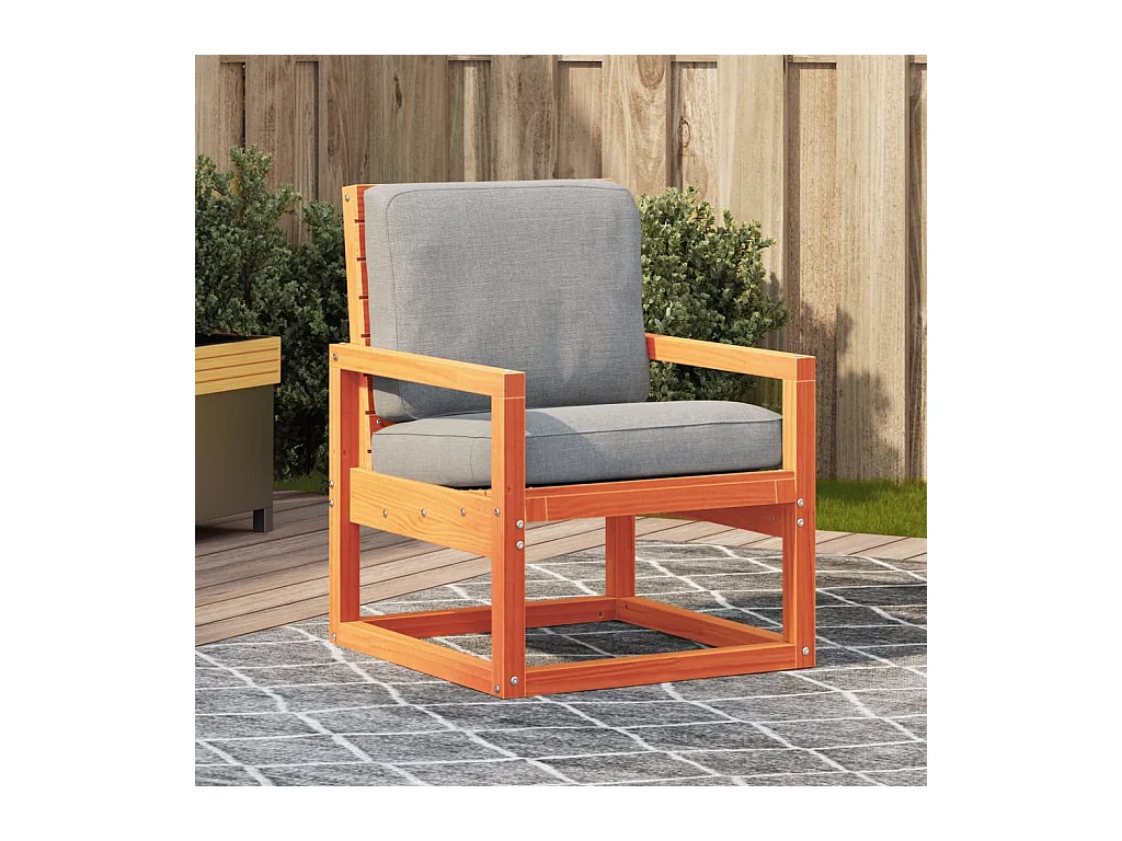 Sedia da giardino in legno massello di pino cerato marrone 57,5x63x76 cm