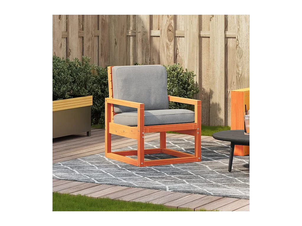 Sedia da giardino in legno massello di pino cerato marrone 57,5x63x76 cm