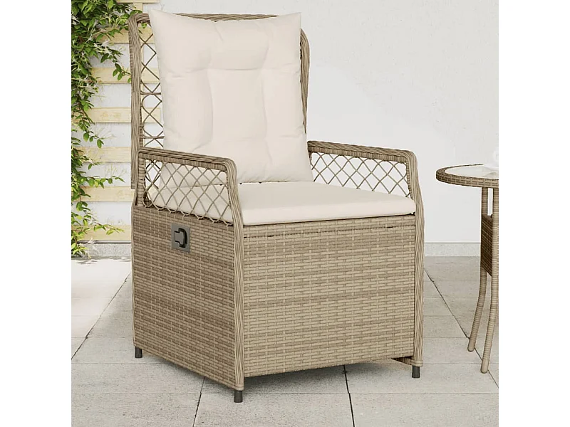 Conjunto de 2 sillas de jardín reclinables beige en resina tejida