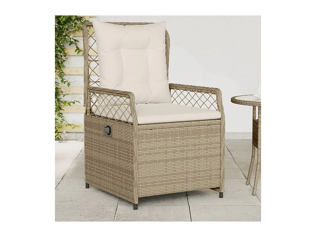 Conjunto de 2 sillas de jardín reclinables beige en resina tejida