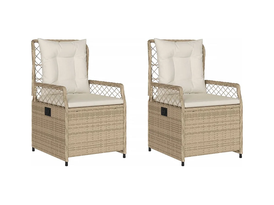 Conjunto de 2 sillas de jardín reclinables beige en resina tejida