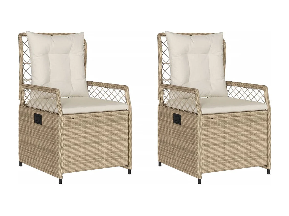 Set di 2 sedie da giardino reclinabili beige in resina intrecciata