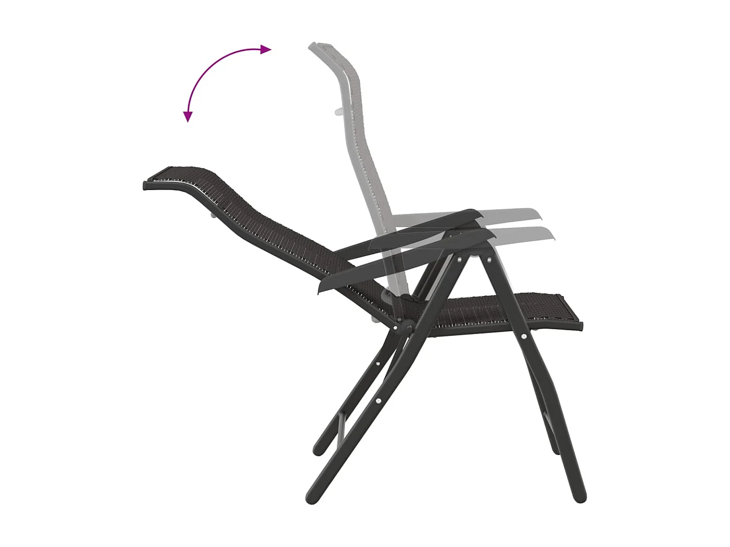 Klappbare Gartenstühle 8er-Set, schwarz, Kaffee, Korbgeflecht, Harz