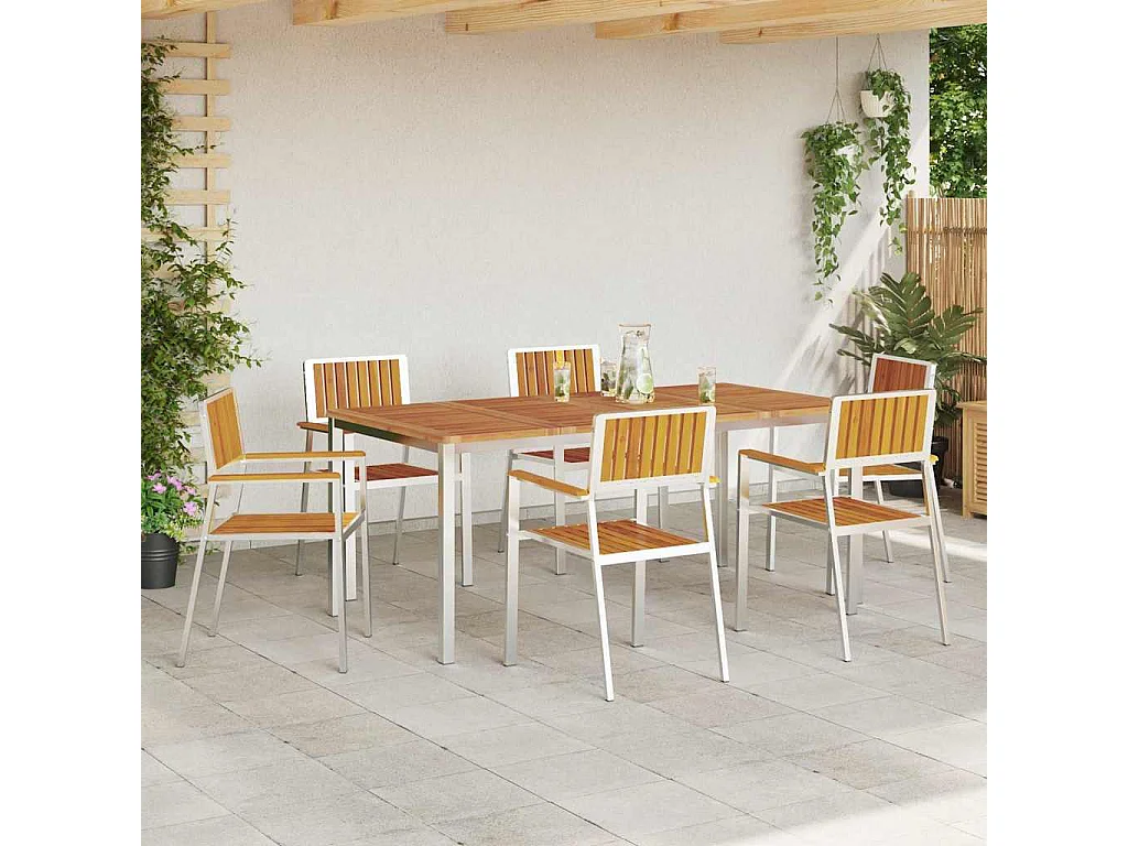 Chaise de jardin 6 pcs Marron Bois d'acacia massif