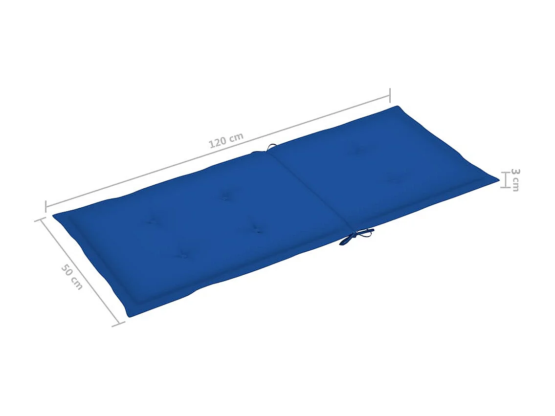 Chaises de jardin lot de 4 avec coussins bleu royal Bois teck