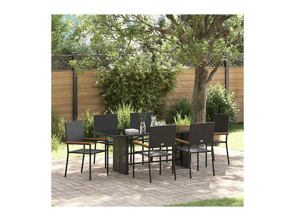Ensemble de salle à manger pour jardin 7 pcs Noir