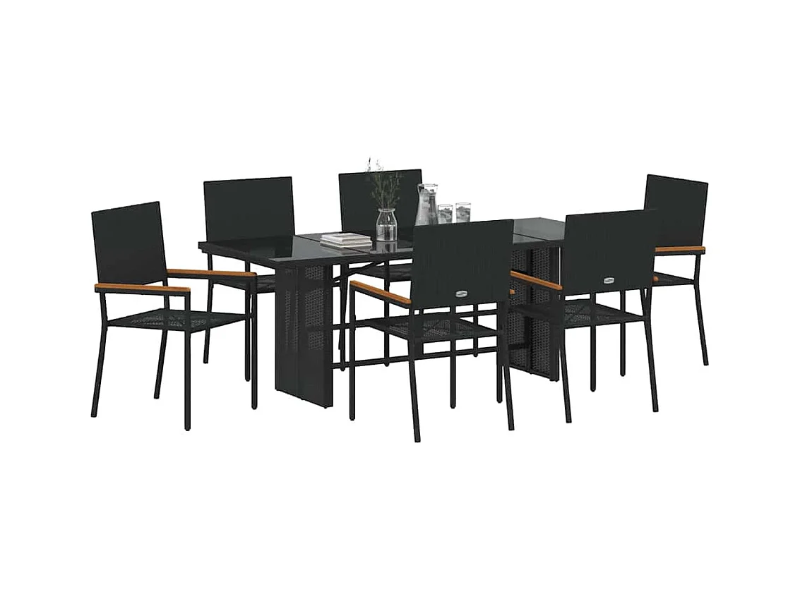 Ensemble de salle à manger pour jardin 7 pcs Noir