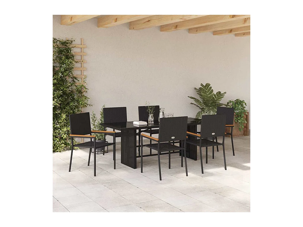 Ensemble de salle à manger pour jardin 7 pcs Noir