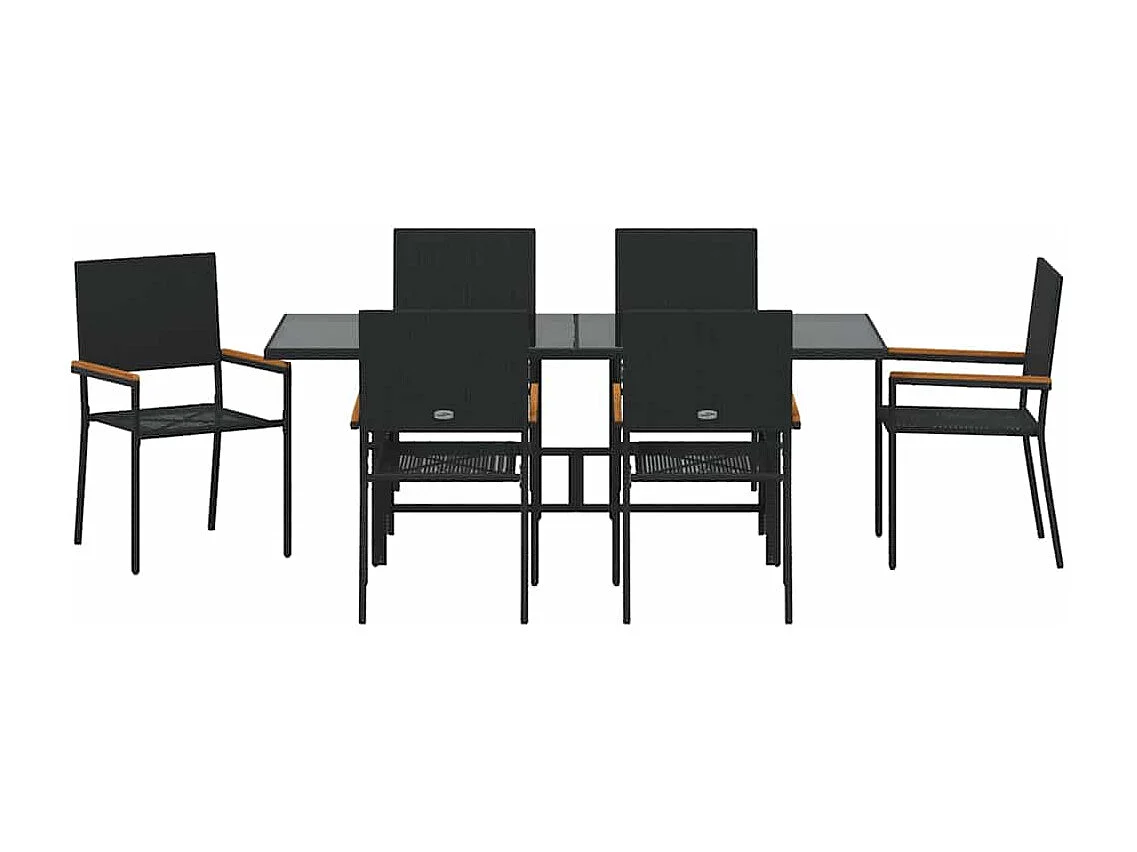 Ensemble de salle à manger pour jardin 7 pcs Noir