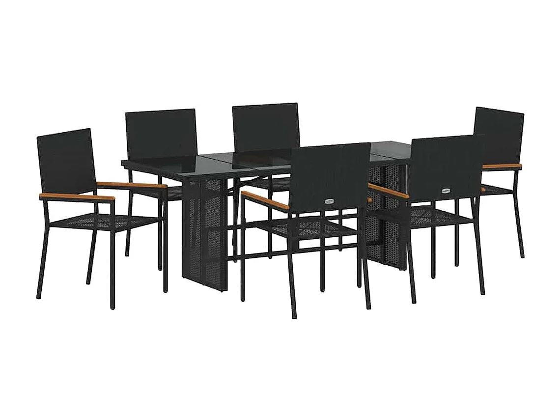 Ensemble de salle à manger pour jardin 7 pcs Noir