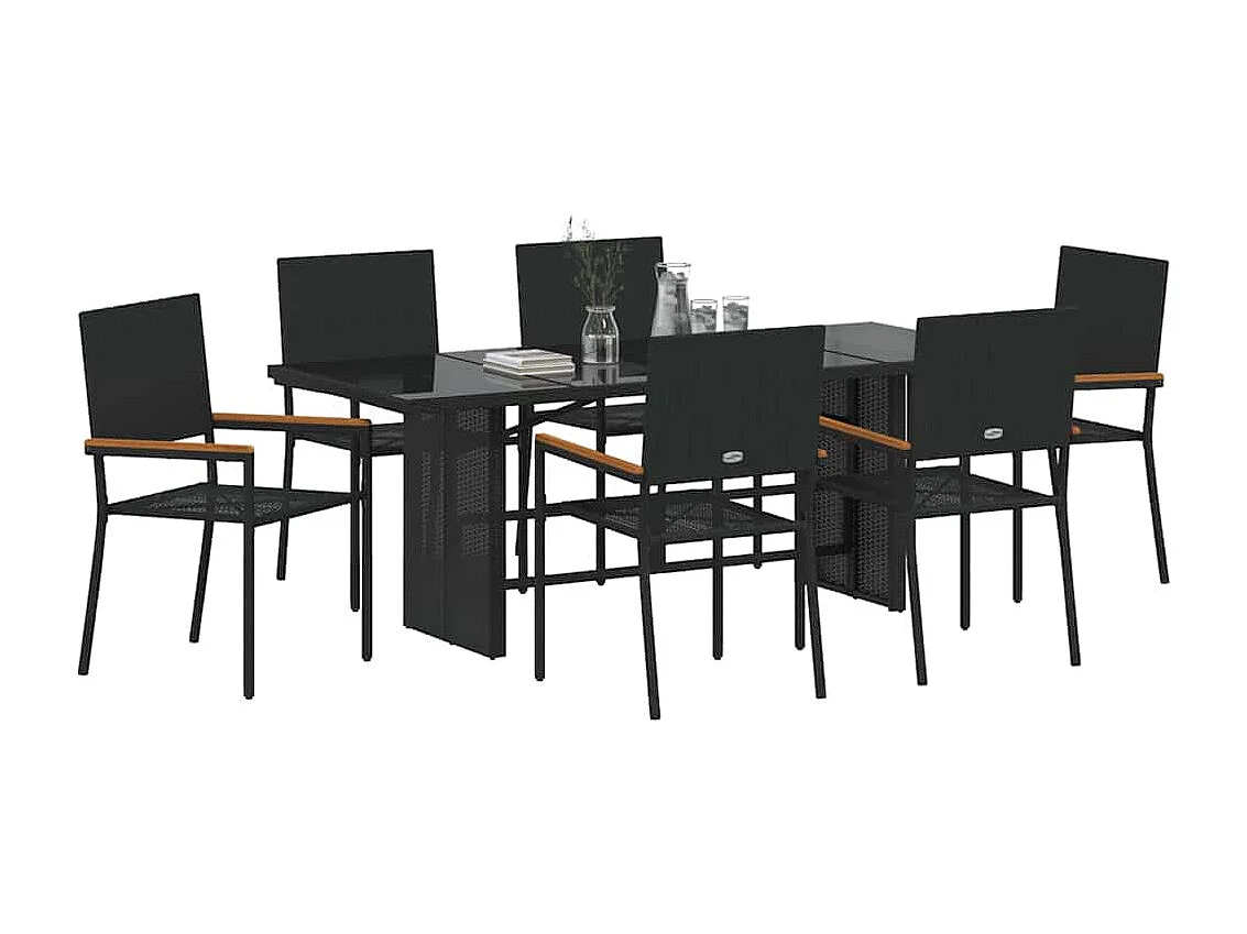 Ensemble de salle à manger pour jardin 7 pcs Noir