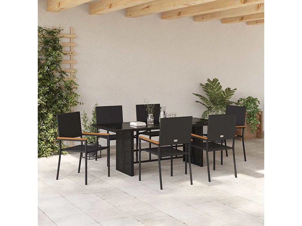 Ensemble de salle à manger pour jardin 7 pcs Noir