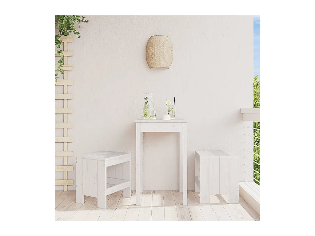 Set di 2 sgabelli da giardino bianchi 40x36x45 cm in legno di pino massello