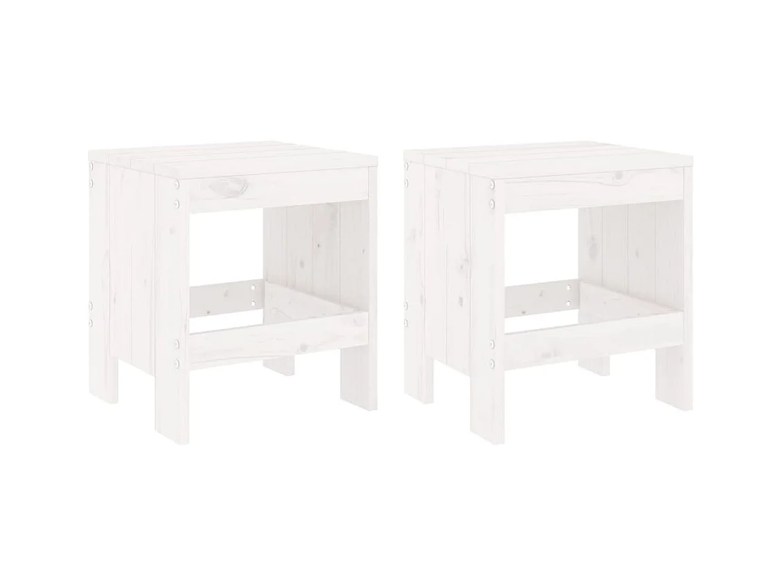 Set di 2 sgabelli da giardino bianchi 40x36x45 cm in legno di pino massello