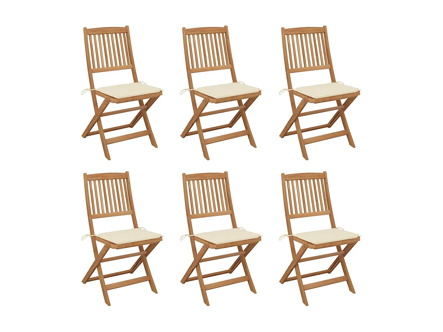 Chaises pliables de jardin lot de 6 avec coussins Bois d'acacia