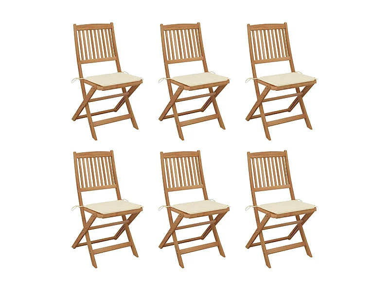 Set van 6 opvouwbare tuinstoelen met kussens Acaciahout