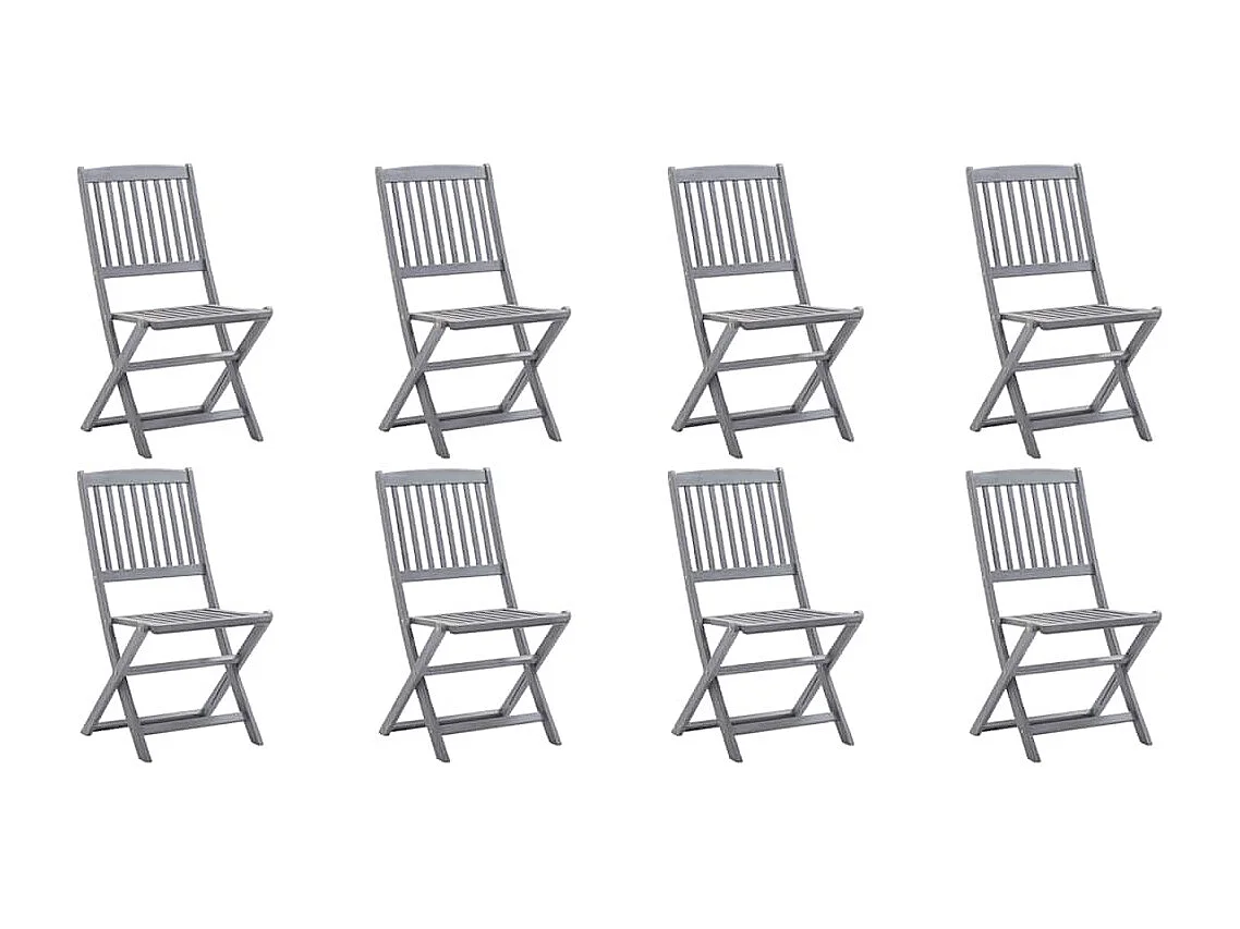 Chaises pliables d'extérieur lot de 8 et coussins Bois d'acacia