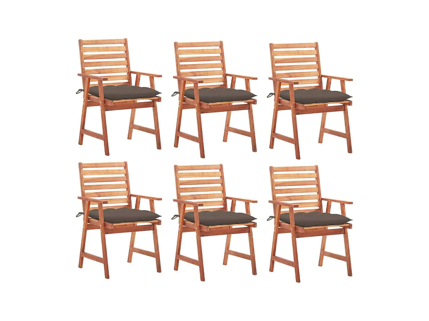 Juego de 6 sillas de comedor para exterior y cojines de acacia maciza
