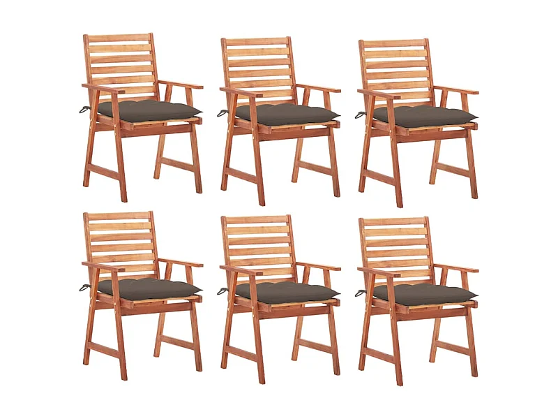 Juego de 6 sillas de comedor para exterior y cojines de acacia maciza