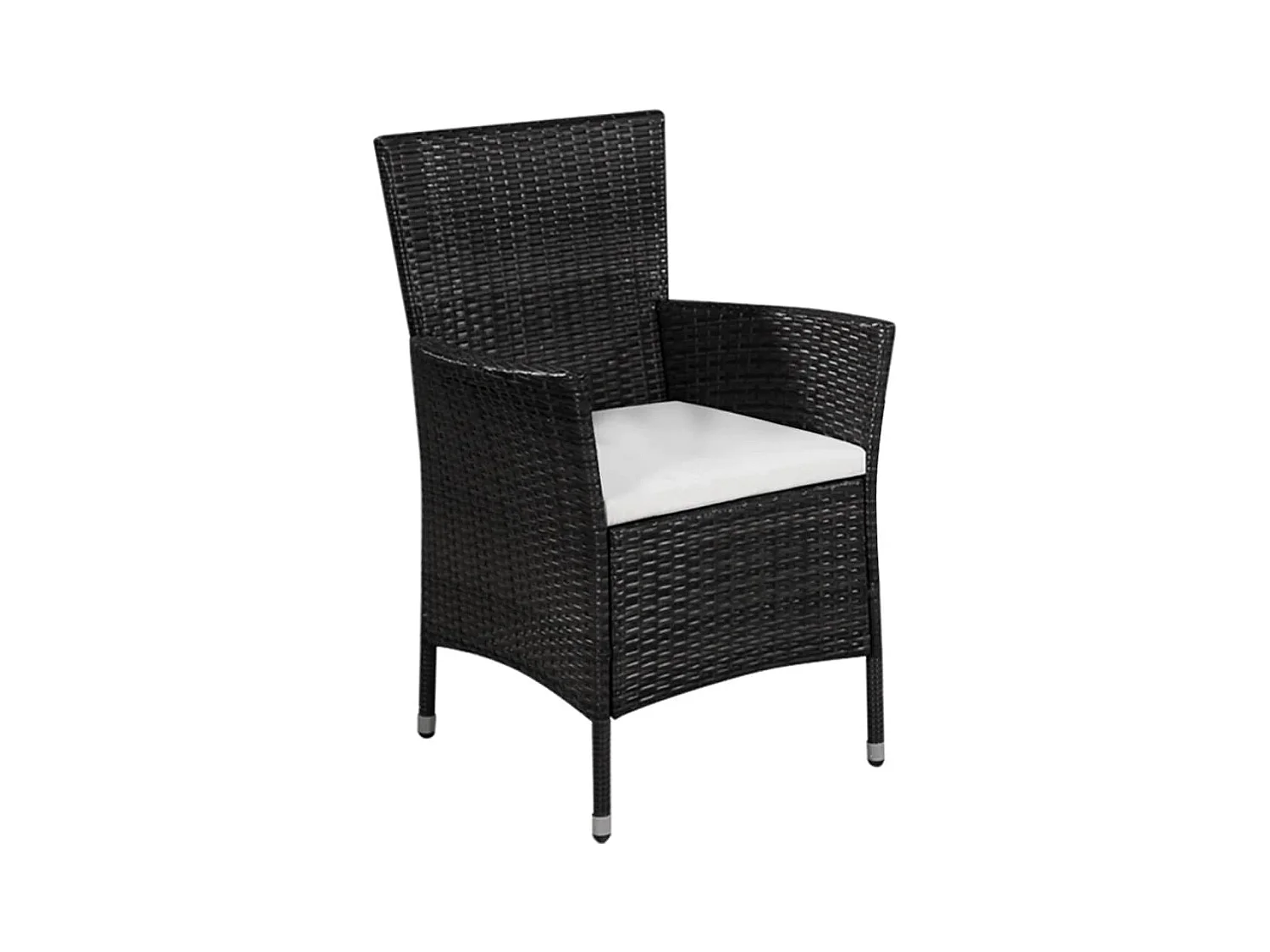 Chaise et tabouret d'extérieur et coussins Résine tressée Noir
