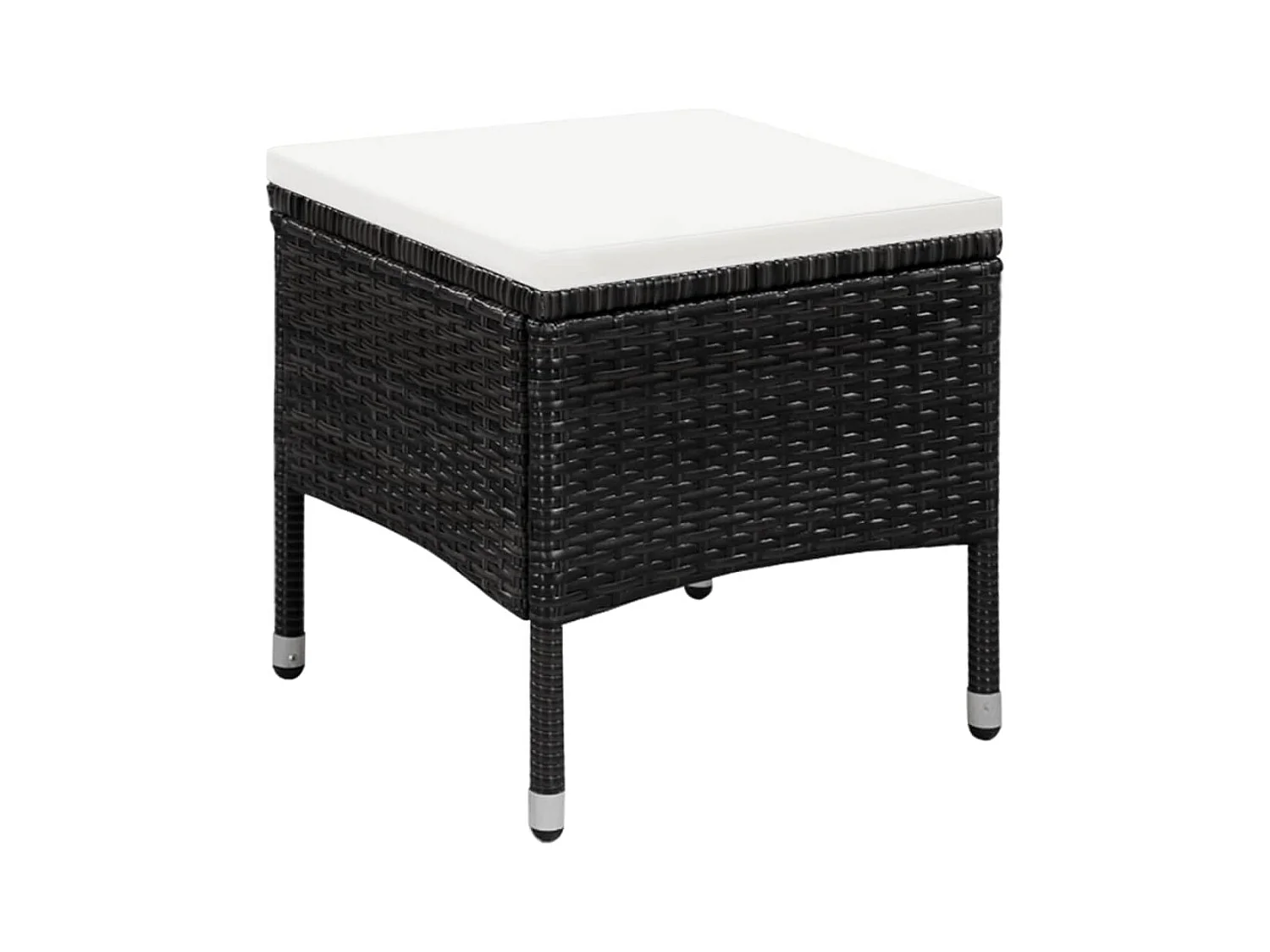 Chaise et tabouret d'extérieur et coussins Résine tressée Noir