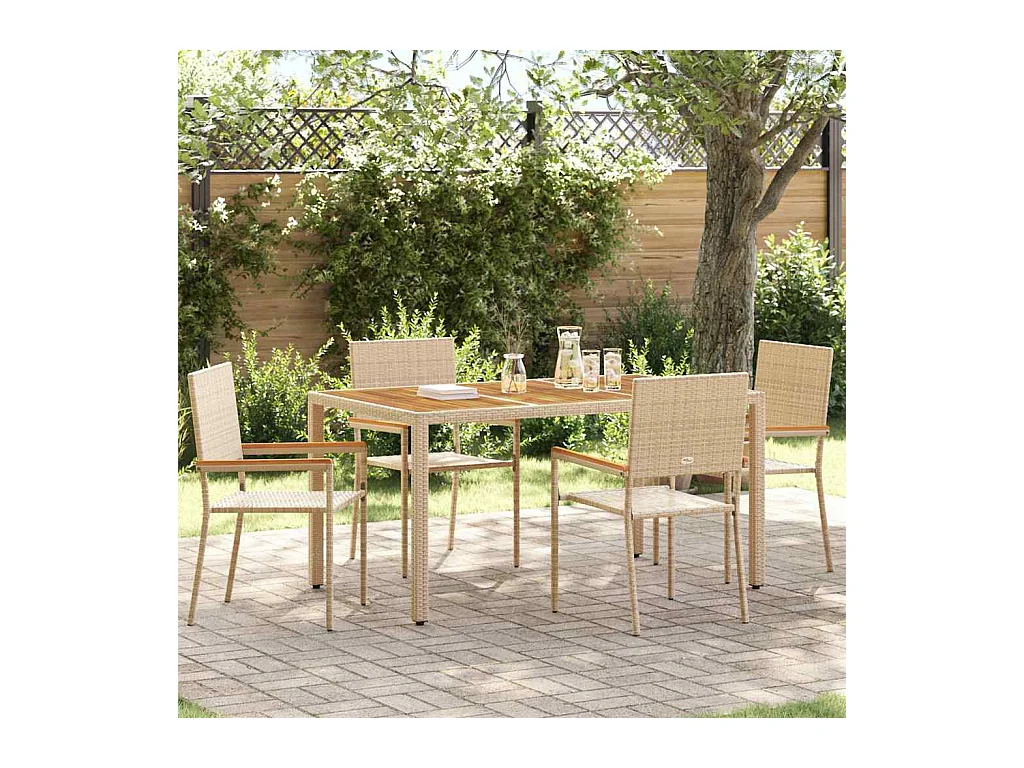 4 sedie da giardino impilabili color crema e marrone