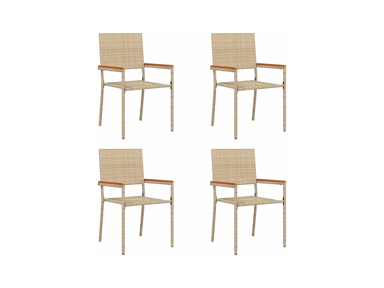 4 sedie da giardino impilabili color crema e marrone