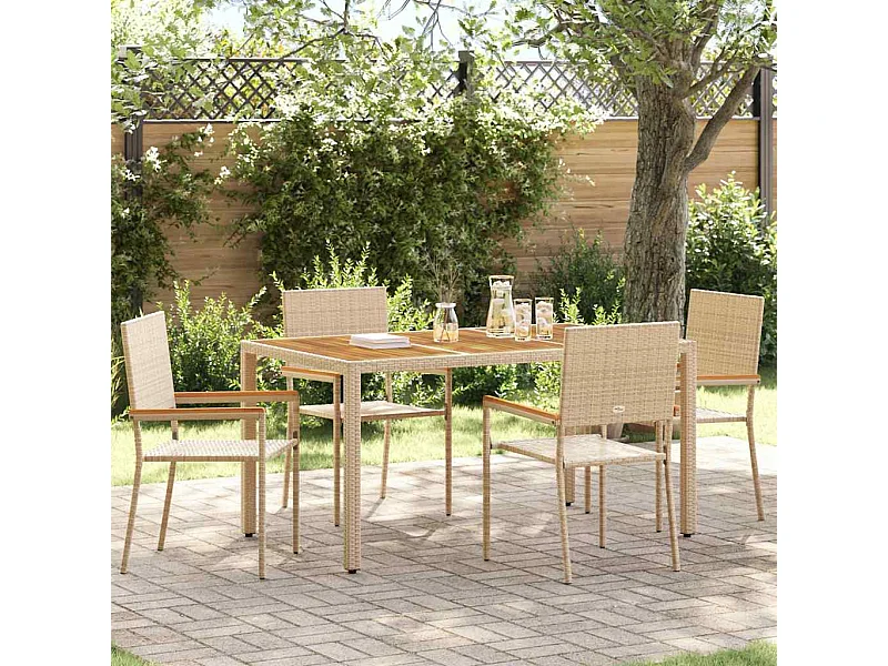 Chaises empilables de jardin 4 pcs Crème, Marron