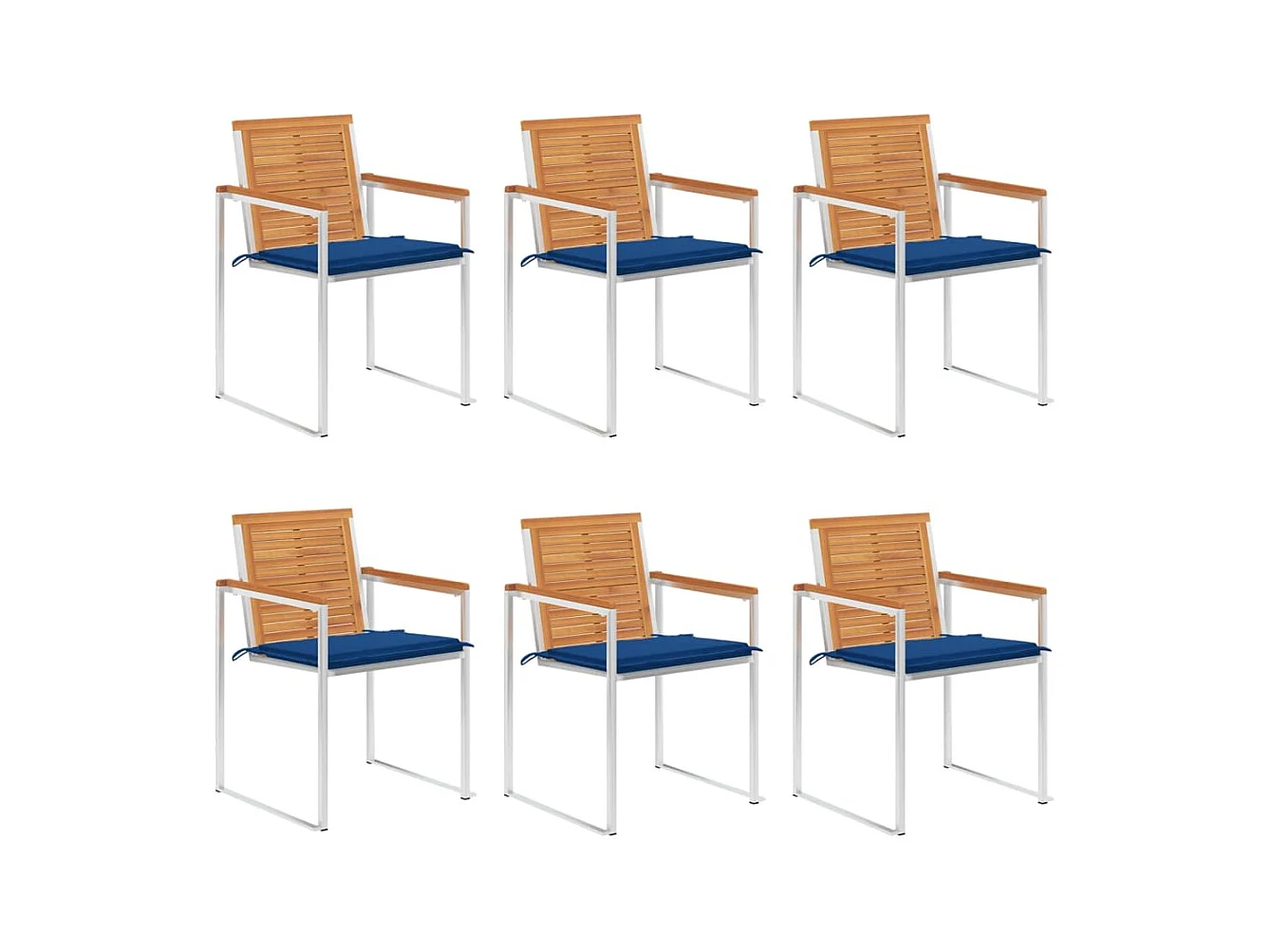 Chaises de jardin lot de 6 avec coussins Bois d'acacia solide