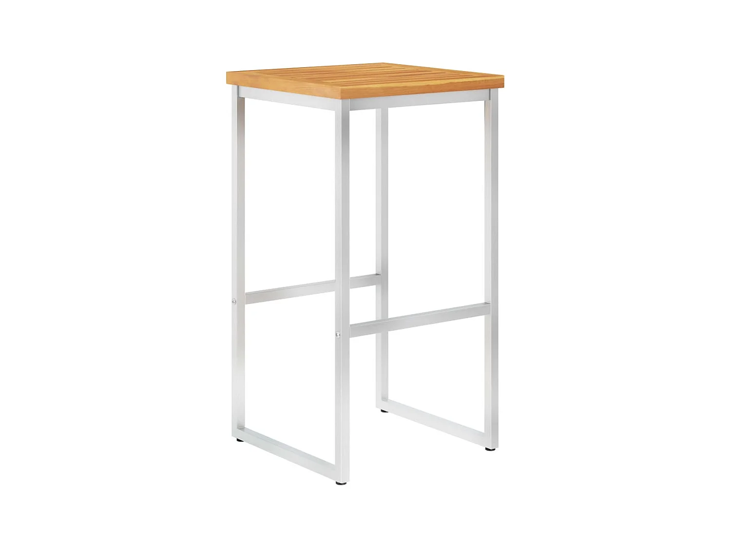 Juego de 4 sillas de bar de madera maciza de acacia/acero inoxidable