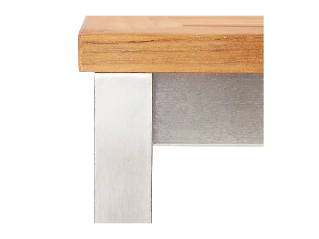 Juego de 4 sillas de bar de madera maciza de acacia/acero inoxidable