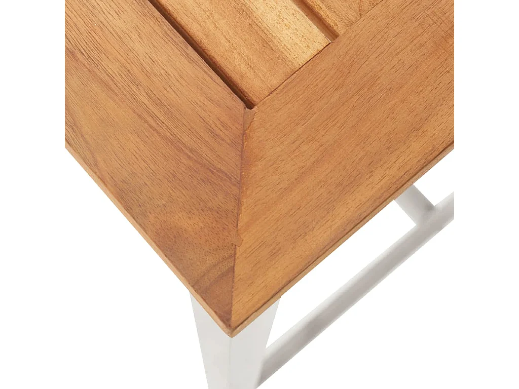 Juego de 4 sillas de bar de madera maciza de acacia/acero inoxidable