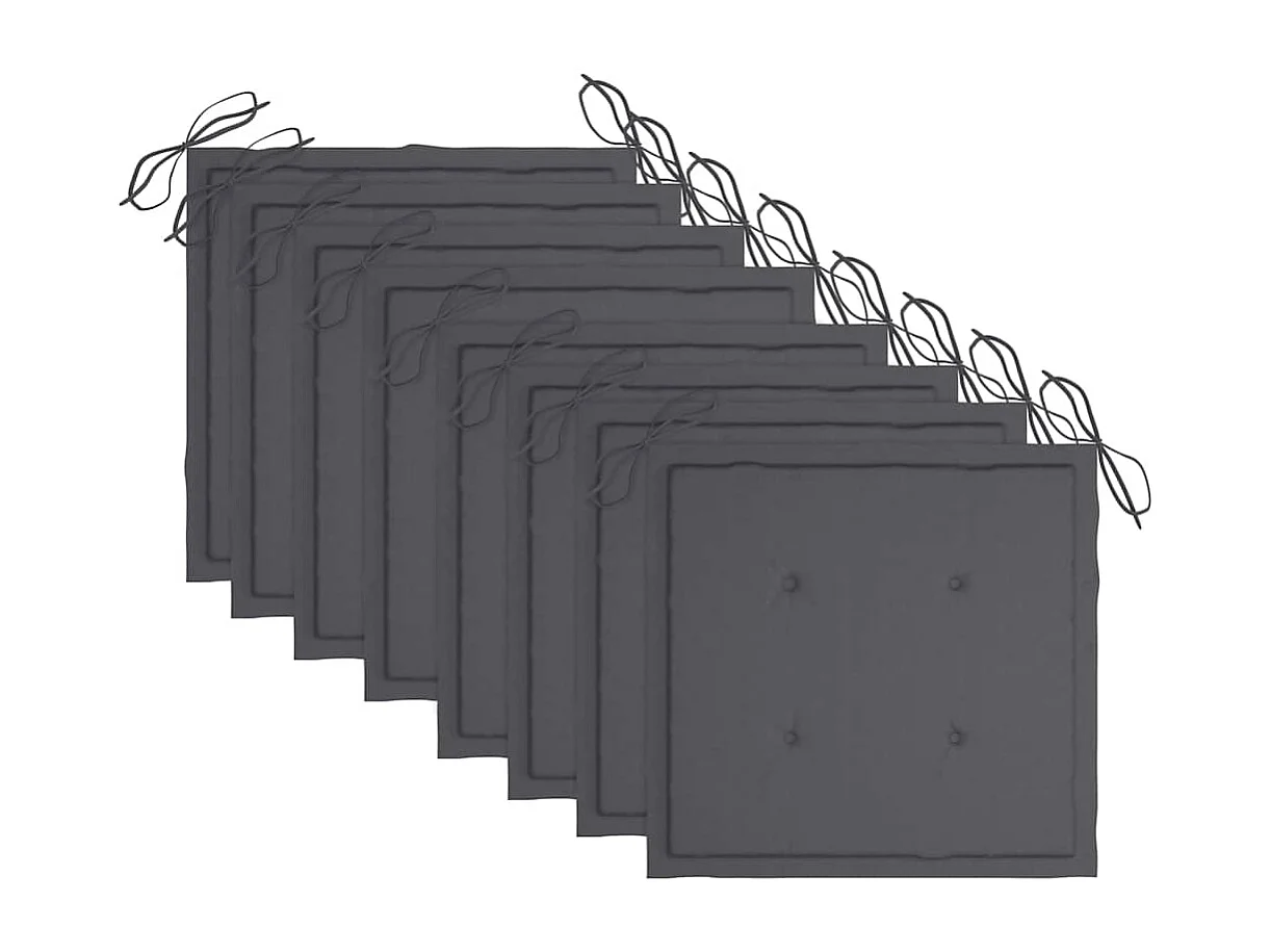 Set di 8 sedie da giardino pieghevoli con cuscini in legno di acacia