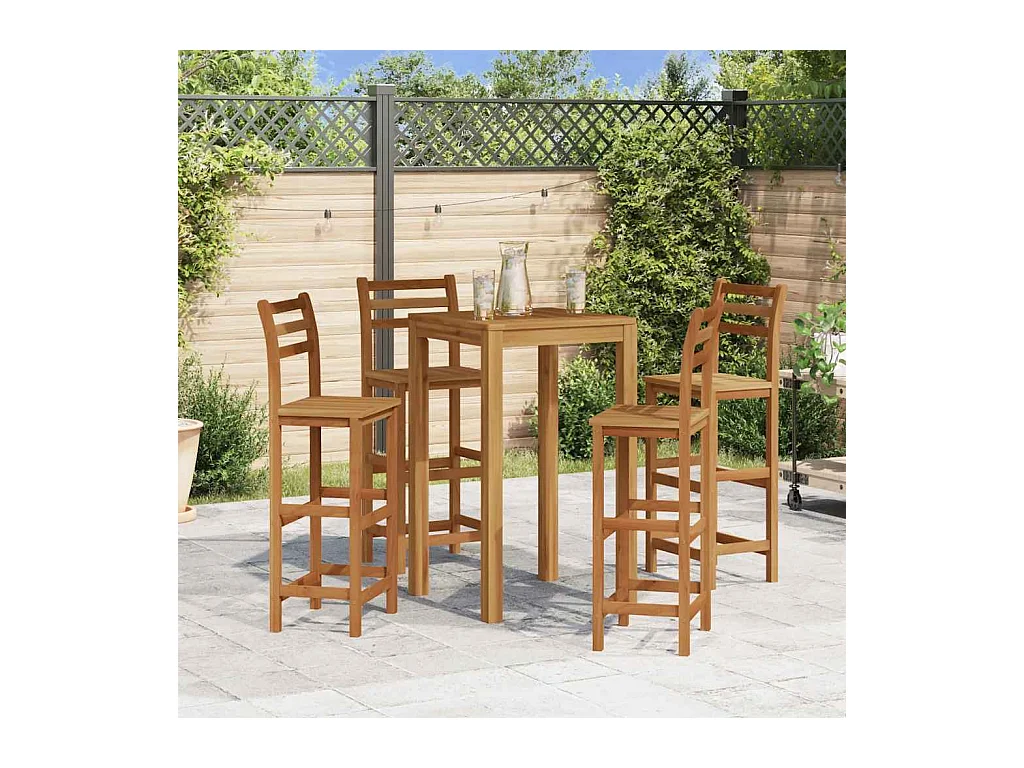 Juego de 4 taburetes de bar de madera maciza de acacia