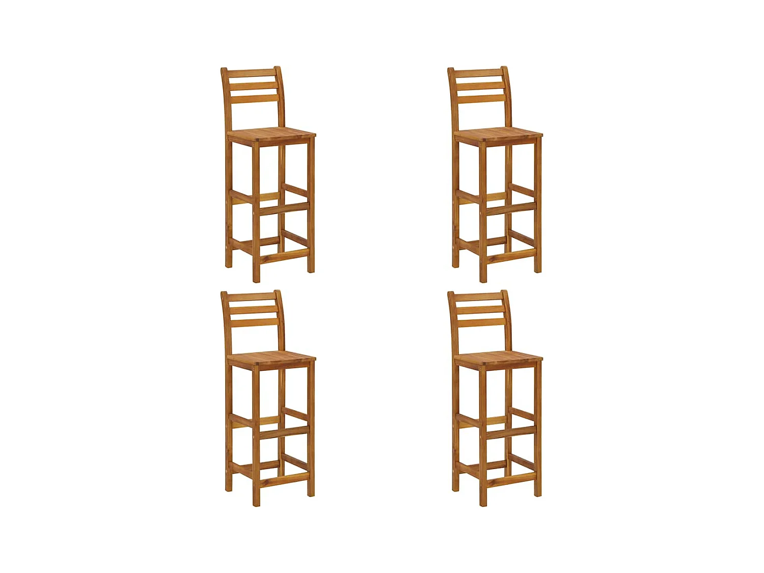Juego de 4 taburetes de bar de madera maciza de acacia