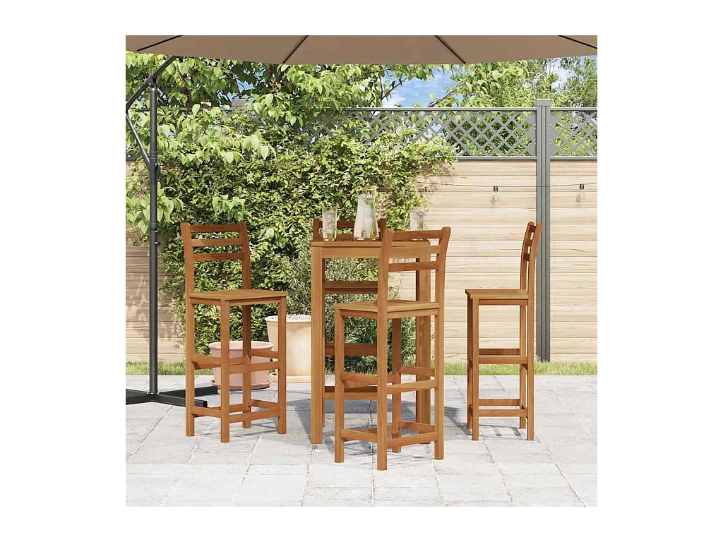 Juego de 4 taburetes de bar de madera maciza de acacia