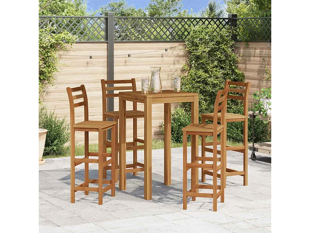 Set di 4 sgabelli da bar in legno massello di acacia