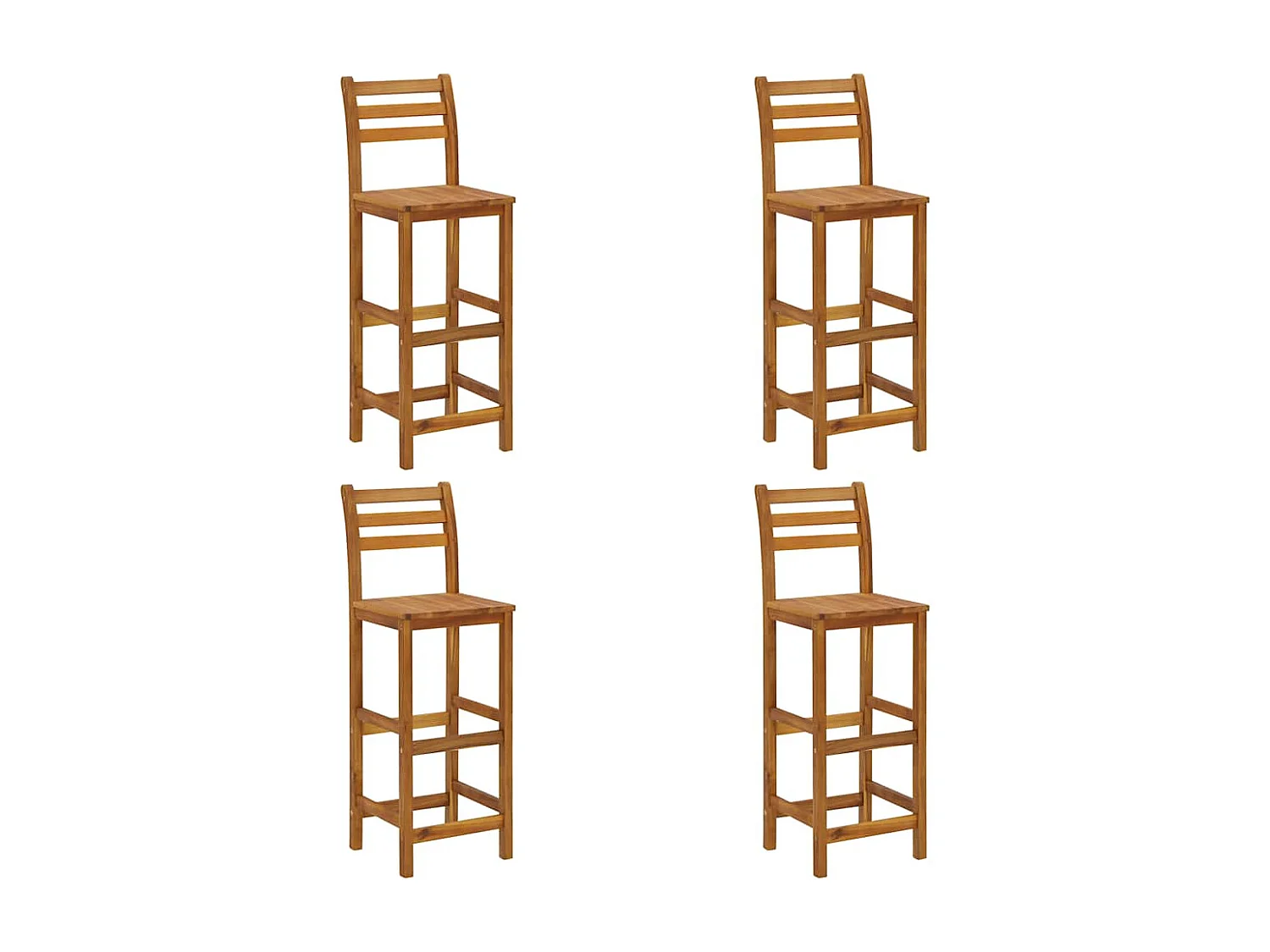 Set di 4 sgabelli da bar in legno massello di acacia