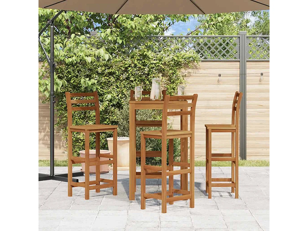 Set di 4 sgabelli da bar in legno massello di acacia