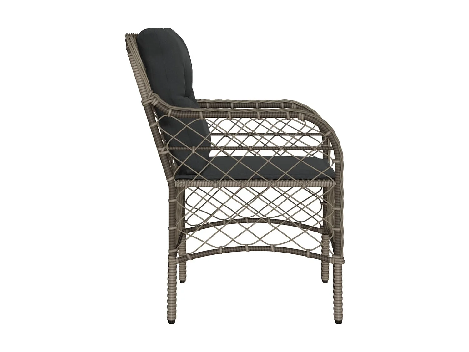 Tuinstoelen met kussens, set van 2, grijs, geweven hars