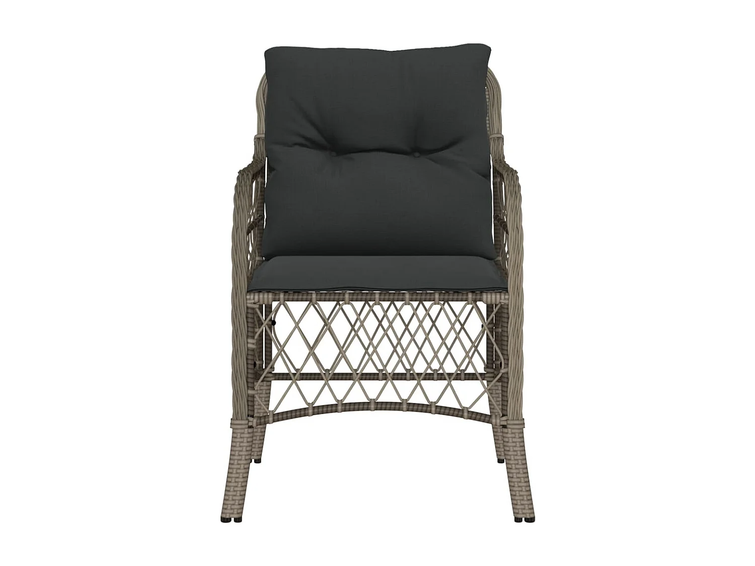 Sillas de jardín con cojines, juego de 2, gris, resina tejida