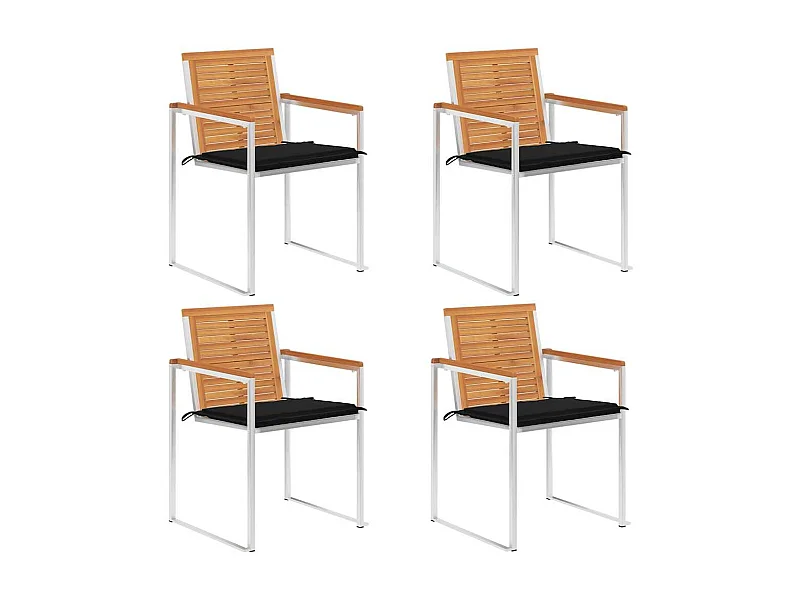 Gartenstühle 4er Set mit Kissen Massives Akazienholz