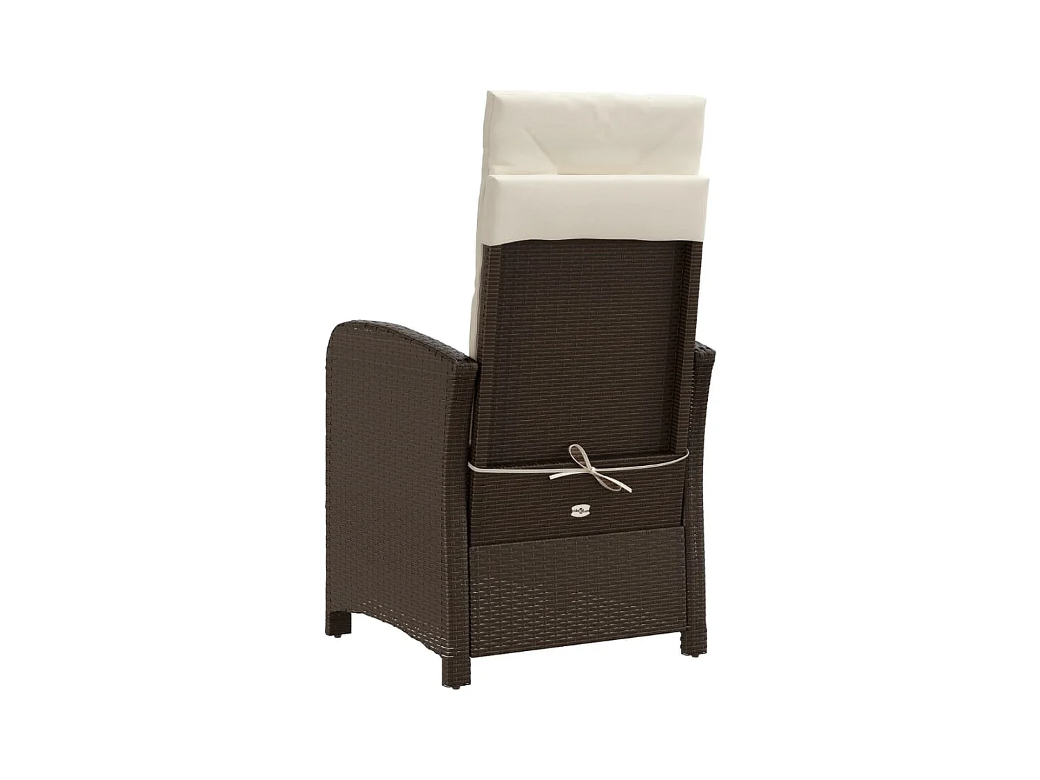 Liggende tuinstoel met voetenbankje van bruin riethars