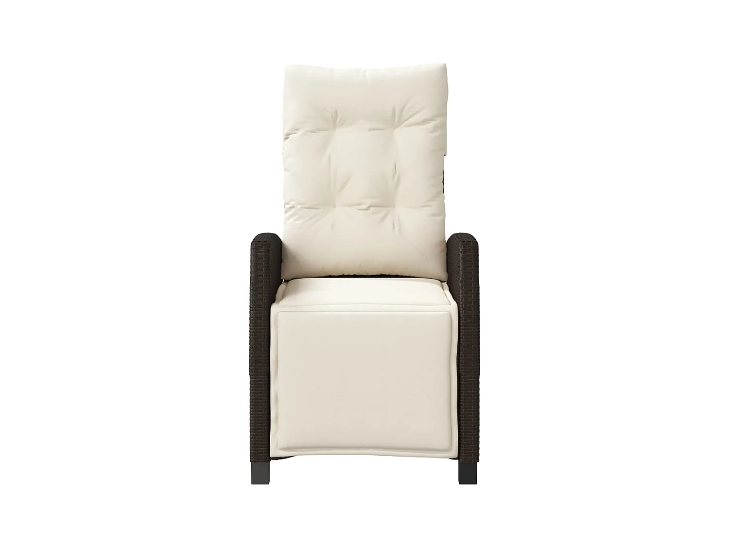 Liggende tuinstoel met voetenbankje van bruin riethars